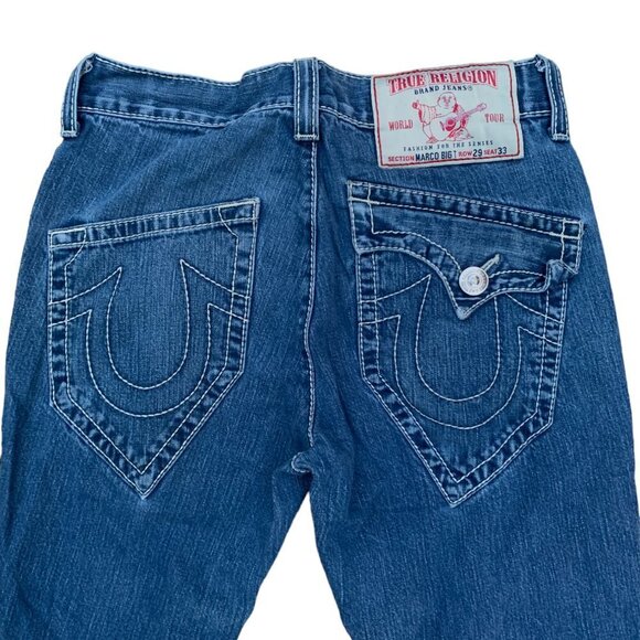 Vintage True Religion Jeans Size 29 MARCO BIG T UNIQUE Blue - Picture 8 of 9